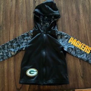 Black 3T Green Bay Packer Zip- up Hoodie